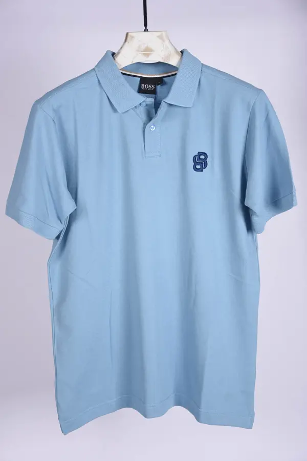 Polo Boss en piqué de coton avec détails logotés Ref-BS8H880 ( Bleu ciel )